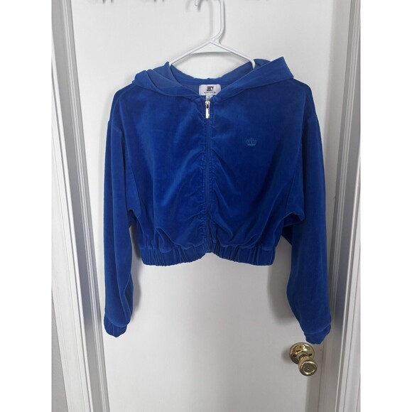 Juice Couture Y2K Blue Cropped Zip Up Hoodie Size Small - Picture 1 of 5